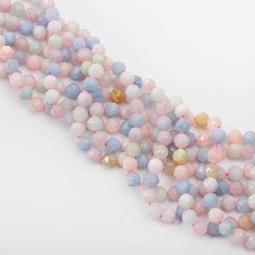 Morganit kulka fasetowana diamentowa 8mm