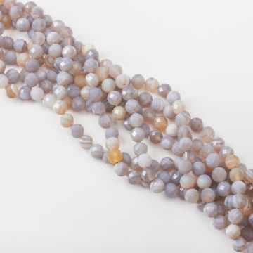 Agat szary kulka fasetowana 8mm