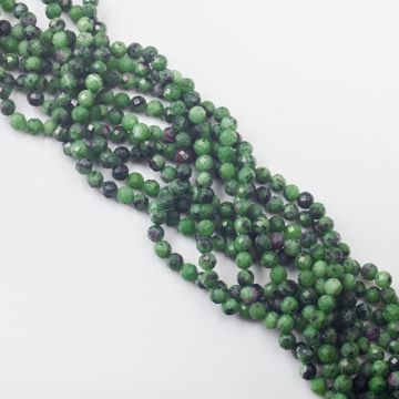 Zoisyt z rubinem kulka fasetowana 6mm