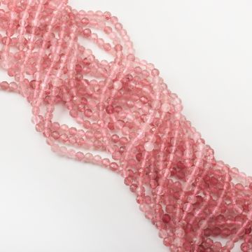 Kryształ górski truskawkowy kulka fasetowana 4mm