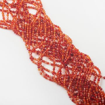 Agat czerwony kulka fasetowana 3mm