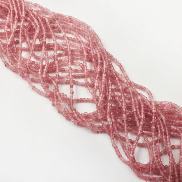 Kryształ górski truskawkowy kostka fasetowana 2,5x2,5mm