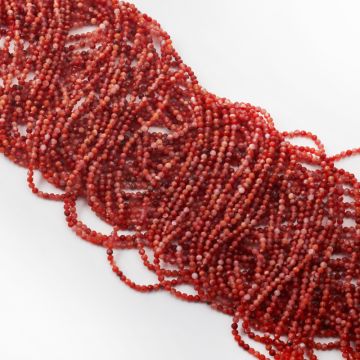 Agat czerwony kulka fasetowana 2,5mm