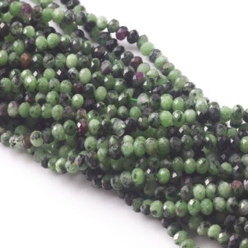 Zoistyt z rubinem oponka fasetowana 3,5x2,5mm