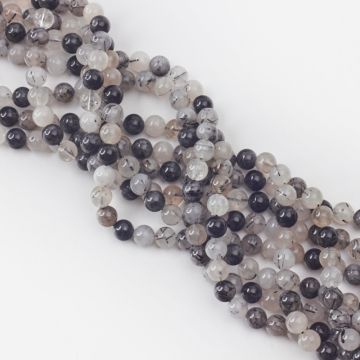 Kryształ górski z czarnym turmalinem kulka gładka 9mm