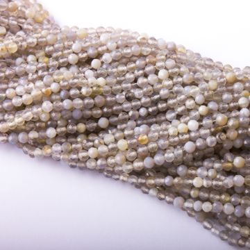 Agat szary kulka fasetowana 4mm