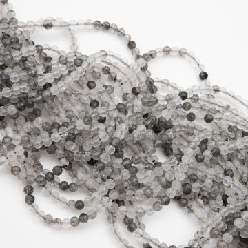 Kryształ górski z czarnym rutylem kulka fasetowana 3,5mm