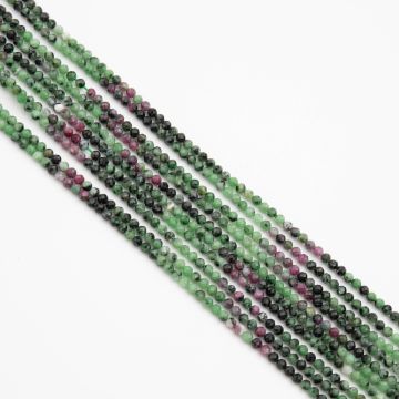 Zoisyt z rubinem kulka fasetowana cieniowana 3mm