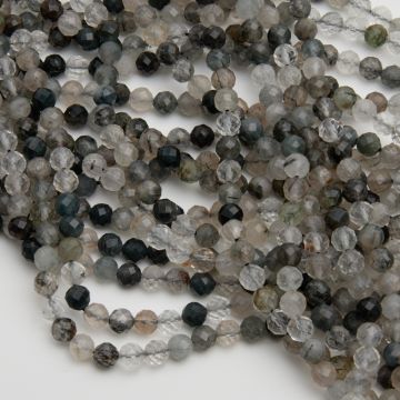 Kryształ górski z rutylem kulka fasetowana 6mm