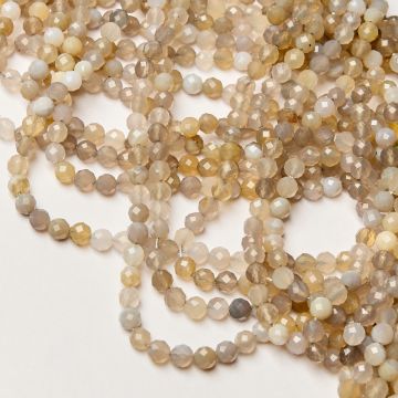 Agat szary kulka fasetowana 6mm