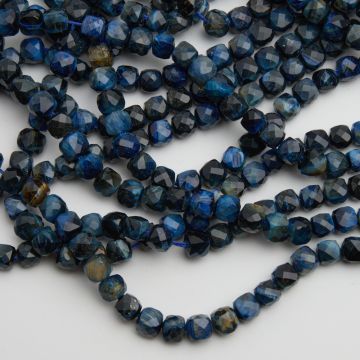 Niebieskie tygrysie oko kostka fasetowana 7mm