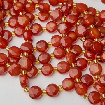 Czerwony agat dysk fasetowana 10mm