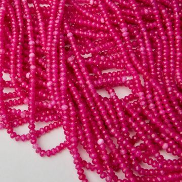 Jadeit fuksja oponka fasetowana 4x3mm