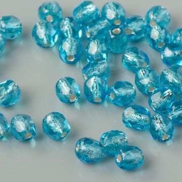 Fire Polish Silver Lined - Aquamarine (SL60020) 4mm
