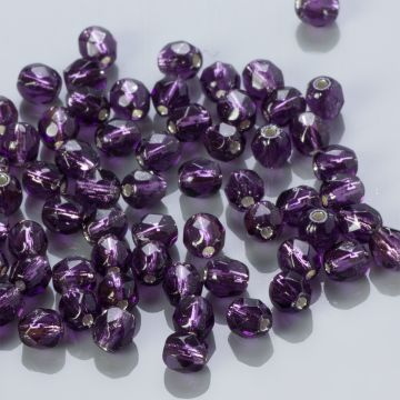 Fire Polish Silver Lined Tanzanite (SL20510) 4mm