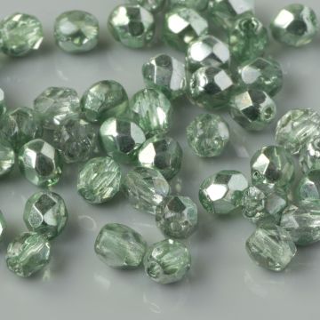 Fire Polish Coated 1/2 Silver/Olivine (K2502CR) 4mm