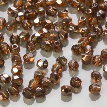 Fire Polish Copper - Smoky Topaz (C10230) 3mm