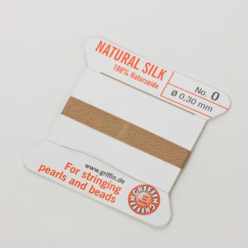 Nici jedwabne z igłą beige 0,3mm