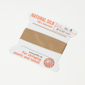 Nici jedwabne z igłą beige 0,6mm