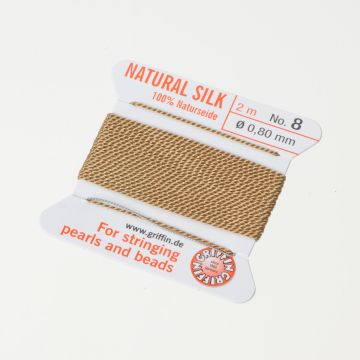 Nici jedwabne z igłą beige 0,8mm