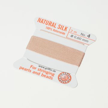 Nici jedwabne z igłą light pink 0,6mm