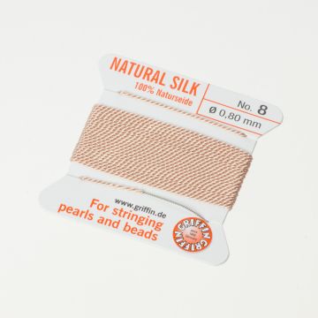 Nici jedwabne z igłą light pink 0,8mm