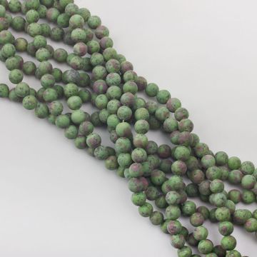 Zoisyt z rubinem kulka matowa 8mm