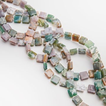 Agat indyjski kwadrat do makramy z rowkami 10mm