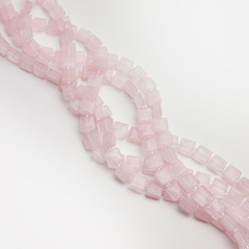 Kryształ górski różowy kwadrat do makramy z rowkami 10mm