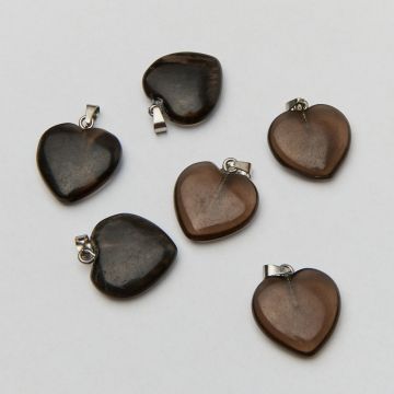 Kwarc dymny zawieszka serce gładkie 28mm