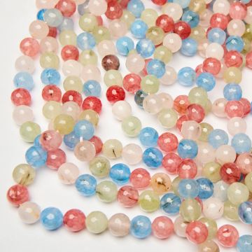 Jadeit kulka fasetowana mix kolorów 10mm