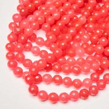 Jadeit kulka fasetowana fuksja 12mm