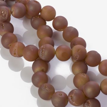 Agat z druzą platerowany kulka czekoladowy brąz 14mm