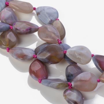 Agat pasiasty łezka szara 24x18mm