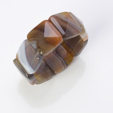 Bransoletka agat fasetowany kwadrat brązowy 26mm