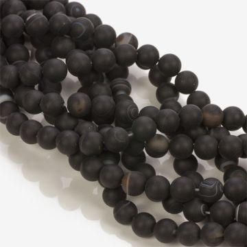 Agat czarny kulka matowa gładka 10mm