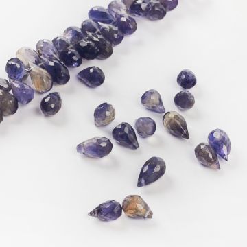 Kropla briolette fasetowana iolit 8-11mm