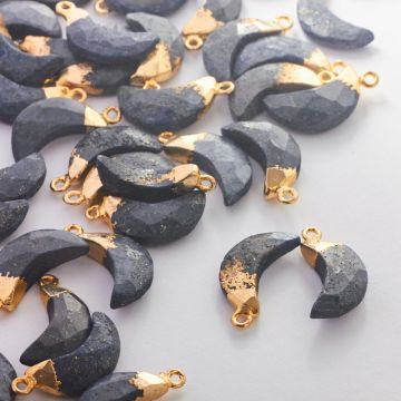 Lapis lazuli zawieszka księżyc fasetowany w okuciu  19mm