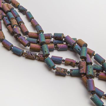 Agat tytanowy druzy walec gładki 8,5x14mm