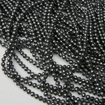 Hematyt platerowany kulka fasetowana natural 6mm - na sznury