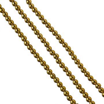 Hematyt platerowany kulka gładka gold 6mm - na sznurze