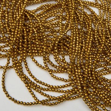 Hematyt platerowany kulka fasetowana gold 3mm - na sznury