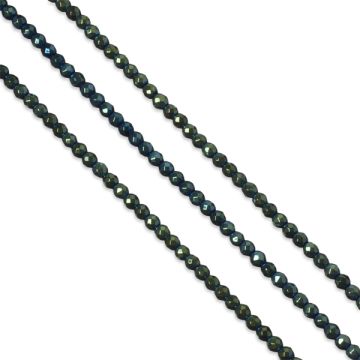 Hematyt platerowany kulka fasetowana emerald 3,5mm - na sznurze