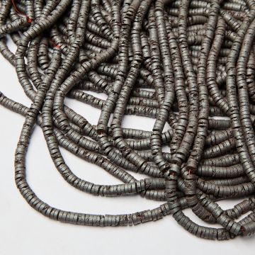 Hematyt krążek z fakturą mat natural 6x2mm