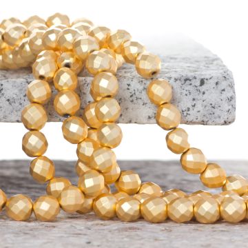 Hematyt platerowany kulka fasetowana light gold satine 8mm