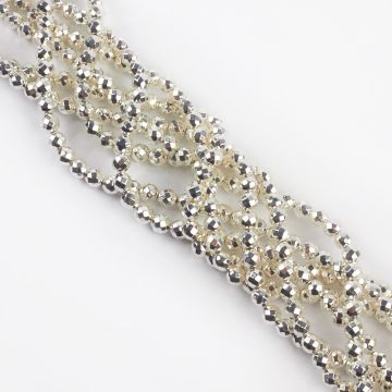 Hematyt platerowany kulka fasetowana light silver 6mm - na sznurze