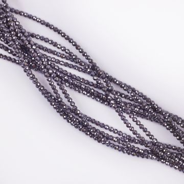 Hematyt platerowany kulka fasetowana sharp cut natural 3mm - na sznurze