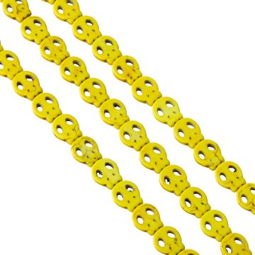 Howlit czaszka płaska 15mm żółta