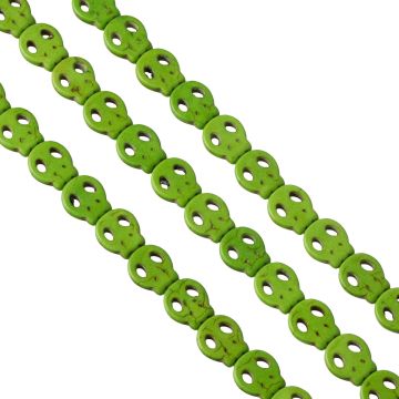 Howlit czaszka płaska 15mm zielona