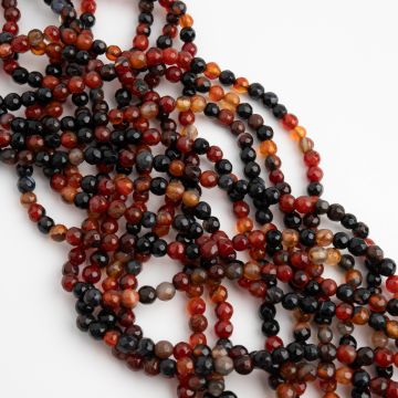 Agat kulka fasetowana ognista 4mm